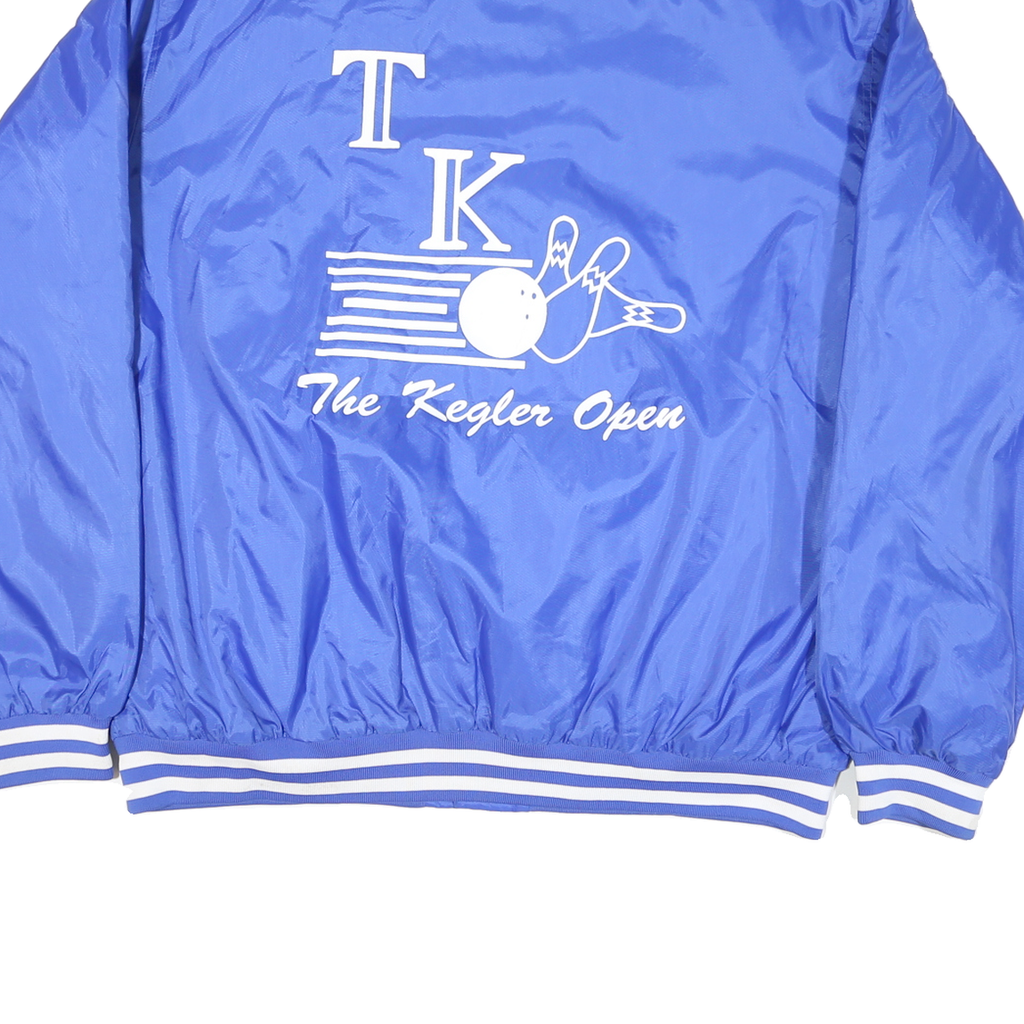 HOLLOWAY Mens Blue Button Jacket 2XL Polyester Blend Track Bowling Retro