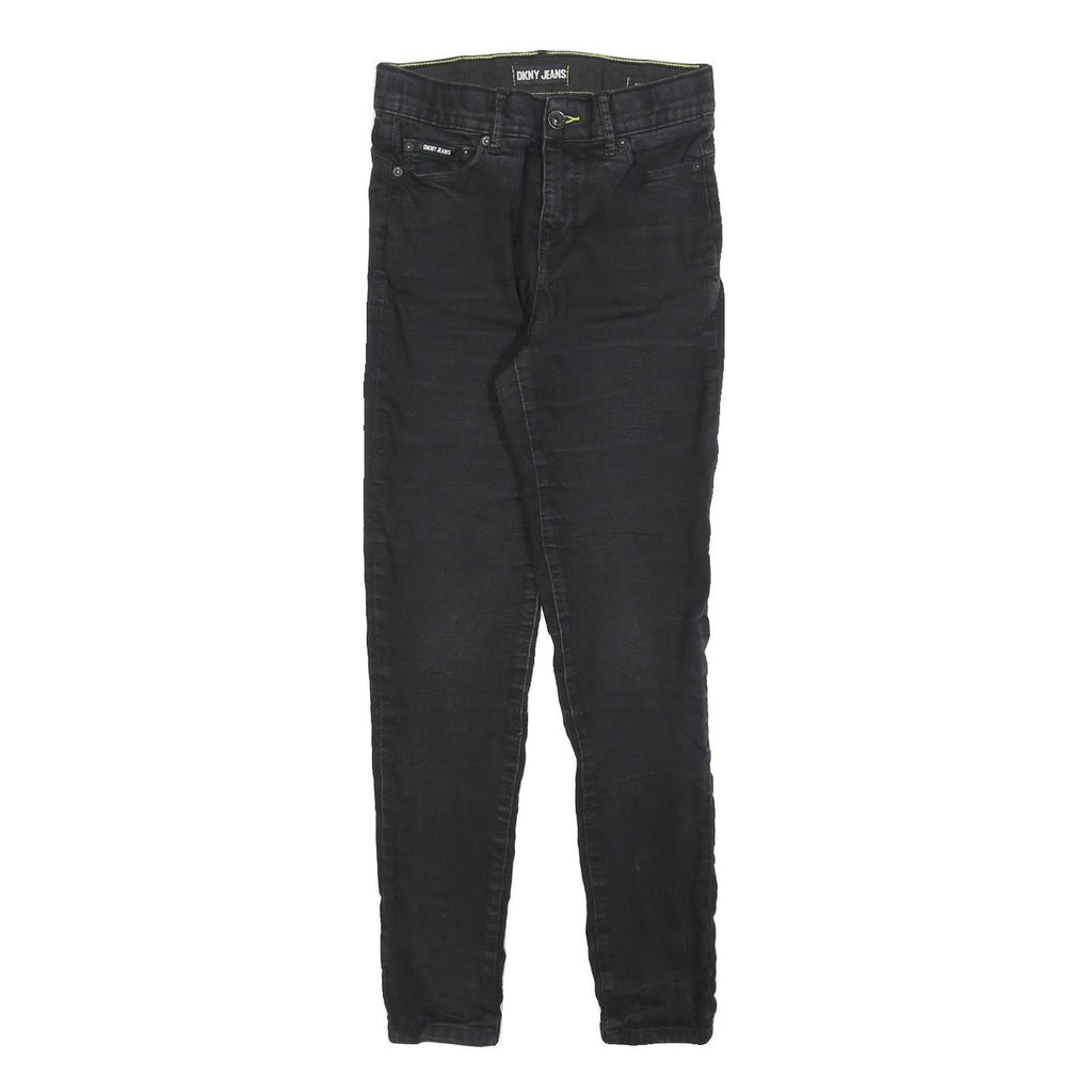 DKNY Womens Slim Black Denim Jeans Cotton Blend W26 L28 Stylish Zip Closure