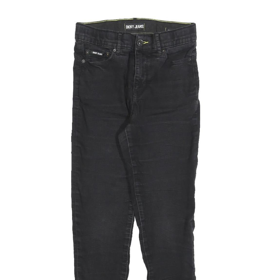 DKNY Womens Slim Black Denim Jeans Cotton Blend W26 L28 Stylish Zip Closure