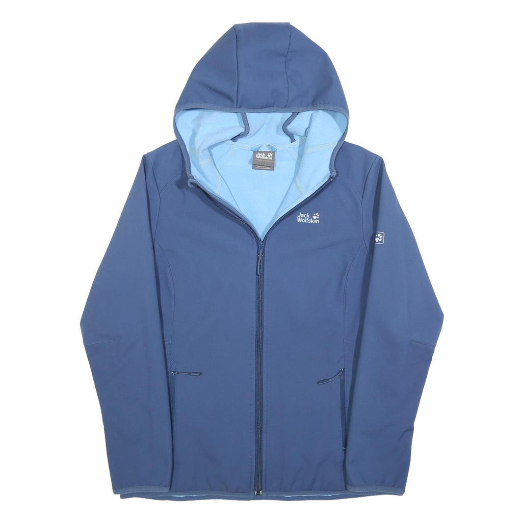 JACK WOLFSKIN Womens Blue Outdoor Zip Jacket L Polyester Softshell Hooded