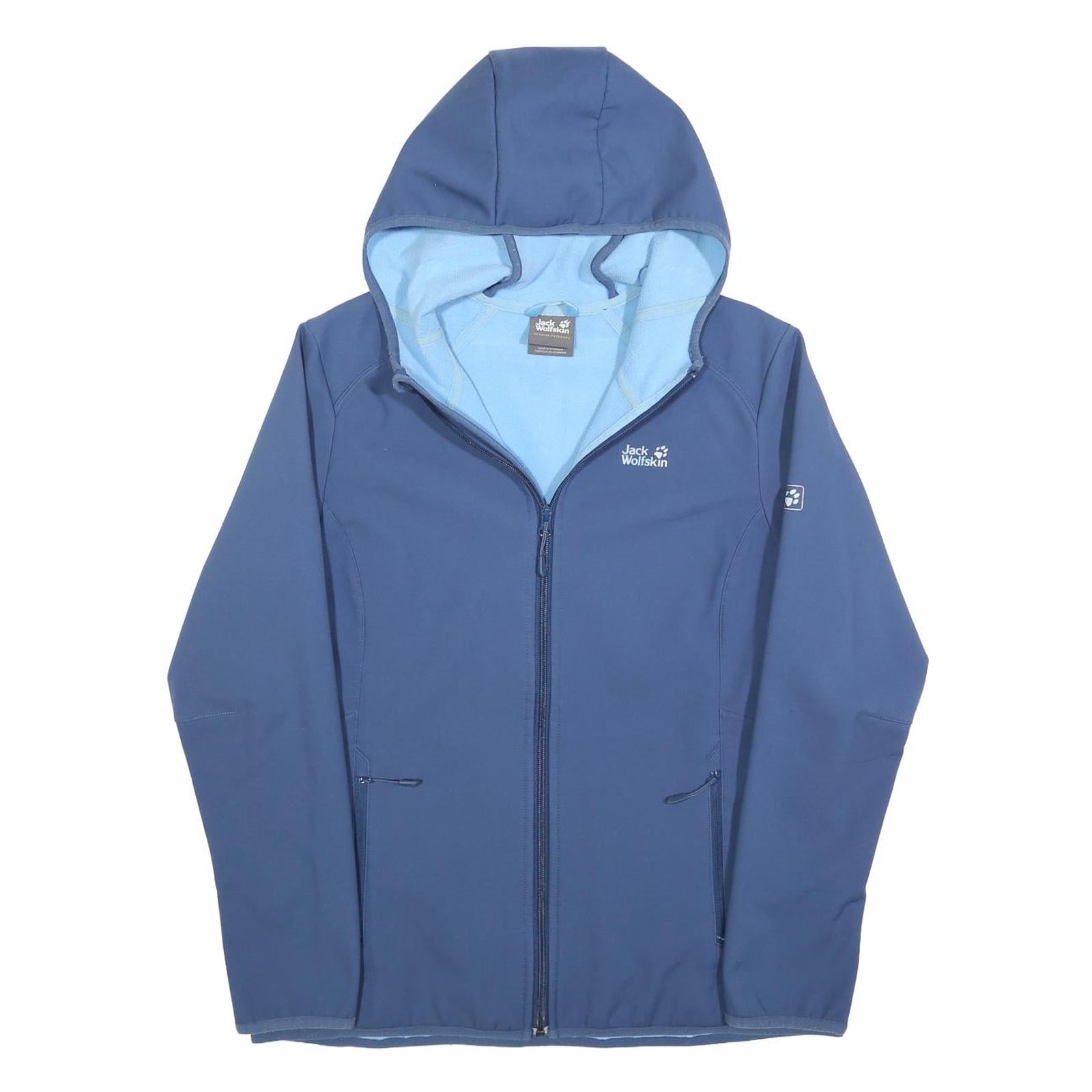 JACK WOLFSKIN Womens Blue Outdoor Zip Jacket L Polyester Softshell Hooded