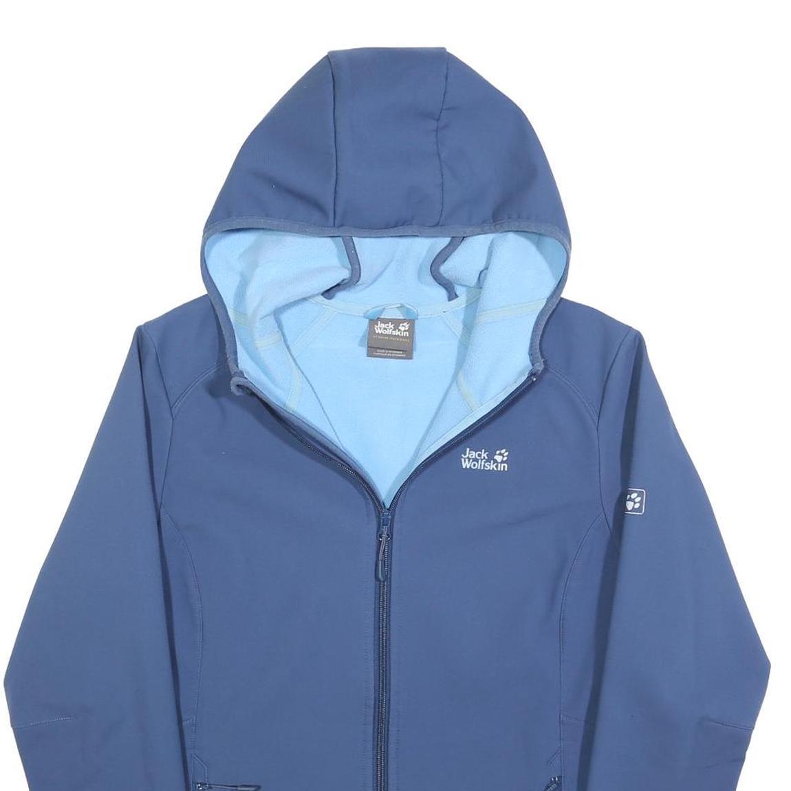 JACK WOLFSKIN Womens Blue Outdoor Zip Jacket L Polyester Softshell Hooded
