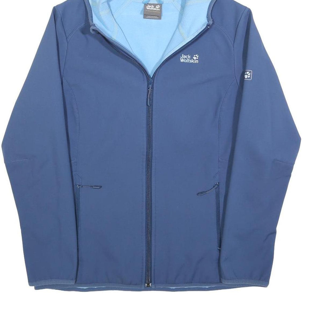 JACK WOLFSKIN Womens Blue Outdoor Zip Jacket L Polyester Softshell Hooded