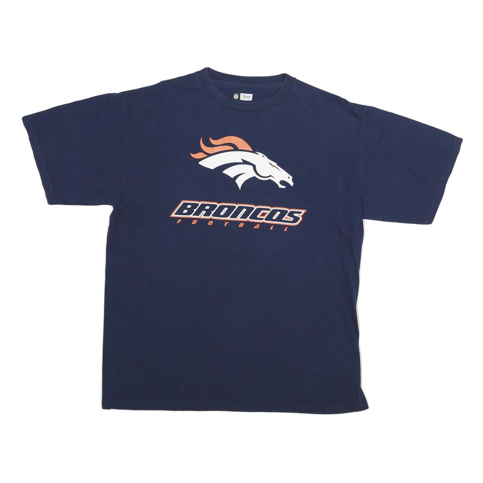 NFL Mens Blue Denver Broncos Graphic T-Shirt L Short Sleeve Crew Neck Football