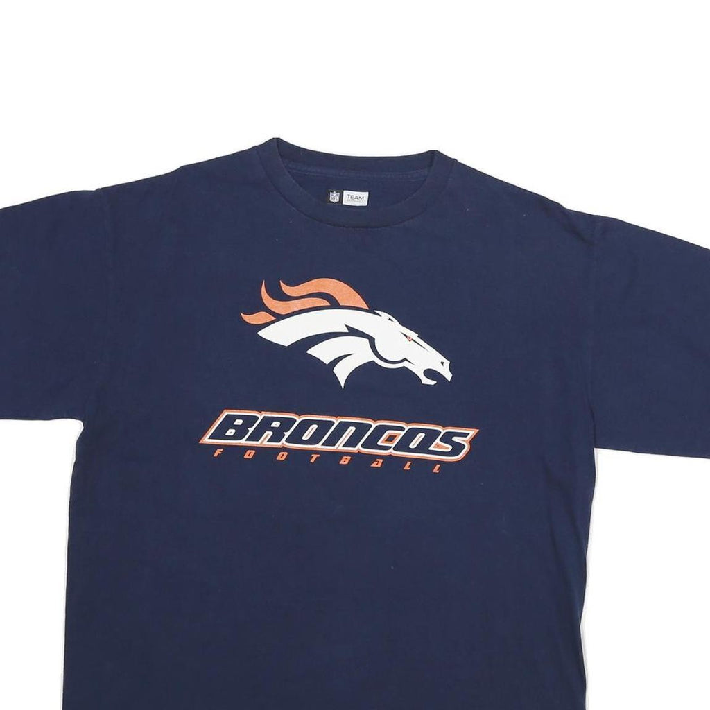 NFL Mens Blue Denver Broncos Graphic T-Shirt L Short Sleeve Crew Neck Football