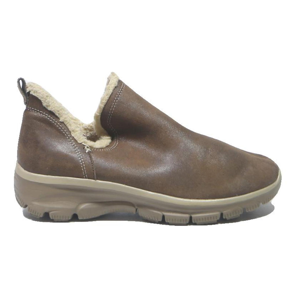 SKECHERS Womens Leather Brown Slip On Shoes UK 4 Comfortable Casual Footwear