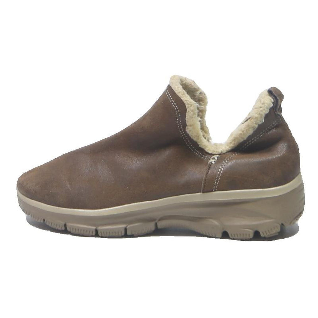 SKECHERS Womens Leather Brown Slip On Shoes UK 4 Comfortable Casual Footwear