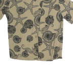 JONES NEW YORK Womens Beige Seashell Print Shirt Short Sleeve Collared M Relaxed