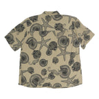 JONES NEW YORK Womens Beige Seashell Print Shirt Short Sleeve Collared M Relaxed