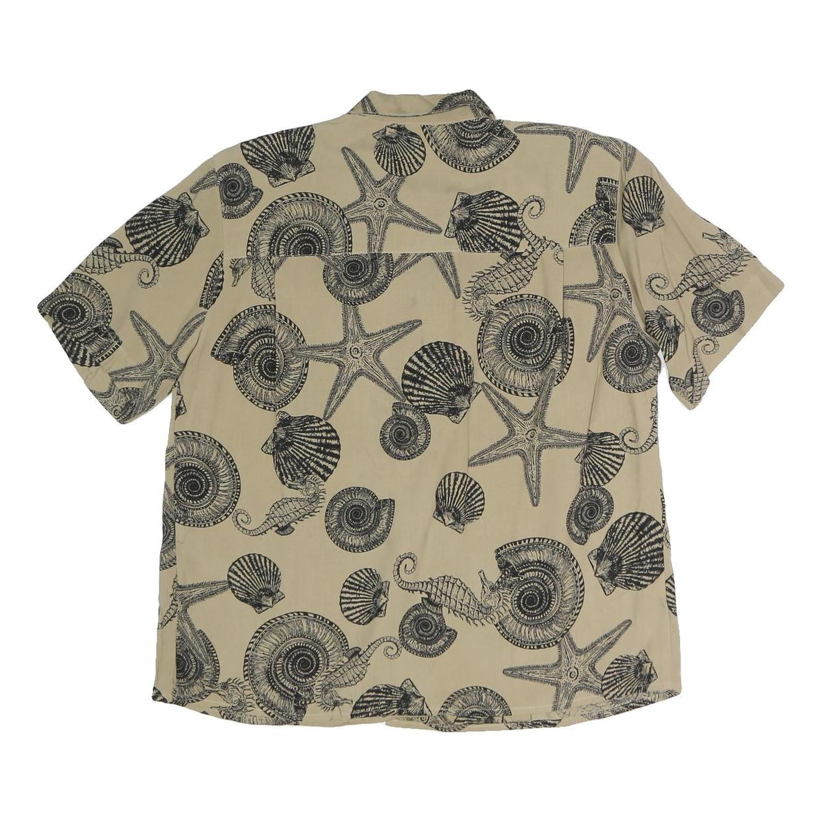 JONES NEW YORK Womens Beige Seashell Print Shirt Short Sleeve Collared M Relaxed