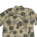 JONES NEW YORK Womens Beige Seashell Print Shirt Short Sleeve Collared M Relaxed