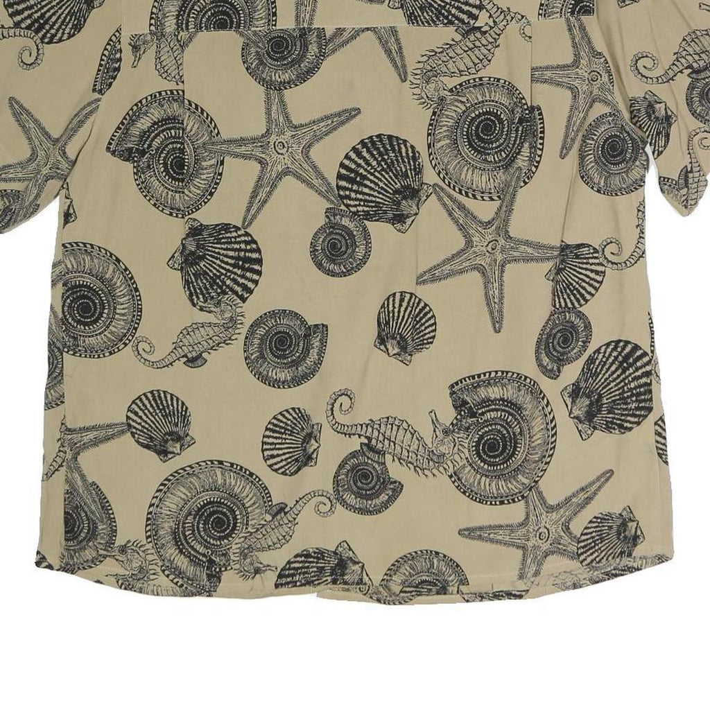 JONES NEW YORK Womens Beige Seashell Print Shirt Short Sleeve Collared M Relaxed