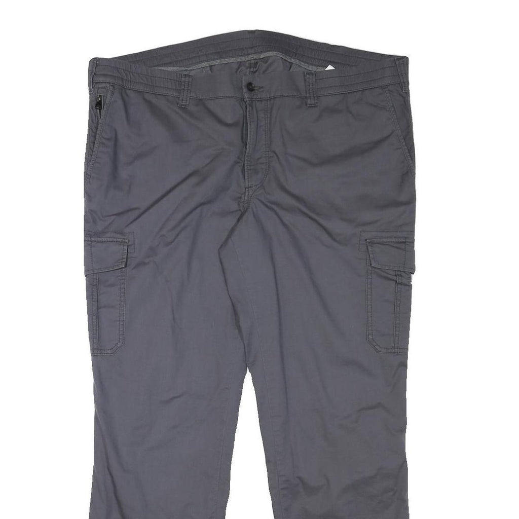 WALBUSCH Mens Slim Grey Cargo Trousers W42 L31 Zip Closure Comfortable