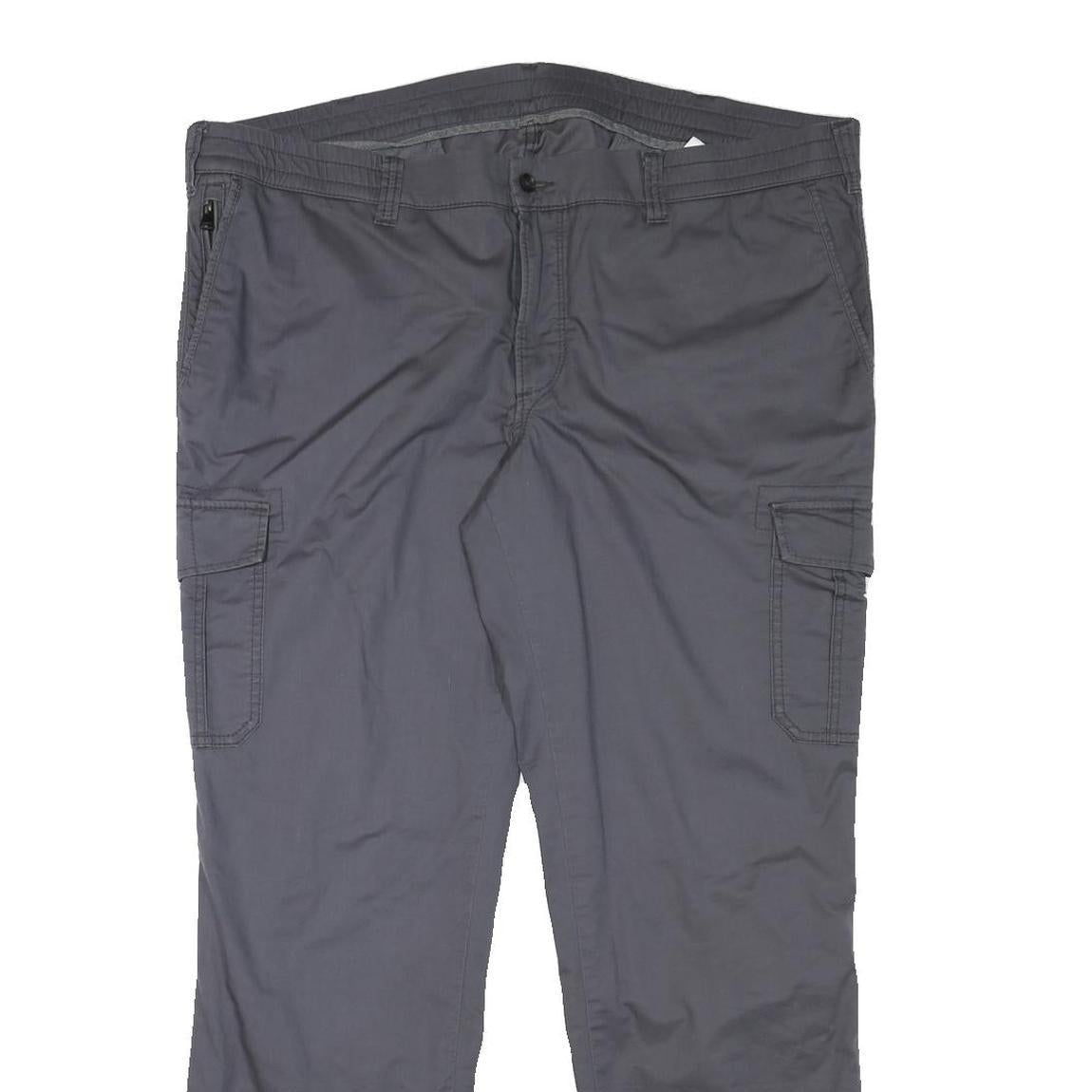 WALBUSCH Mens Slim Grey Cargo Trousers W42 L31 Zip Closure Comfortable
