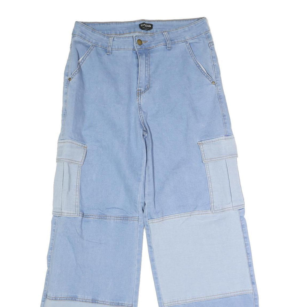 BEBE Womens Light Blue Cargo Pocket Regular Fit Wide-Leg Denim Jeans W31 L31