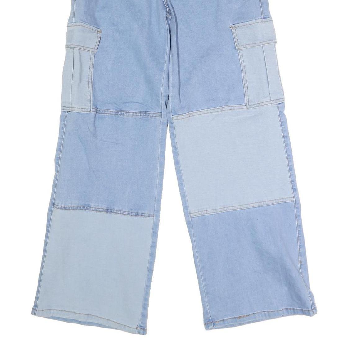 BEBE Womens Light Blue Cargo Pocket Regular Fit Wide-Leg Denim Jeans W31 L31