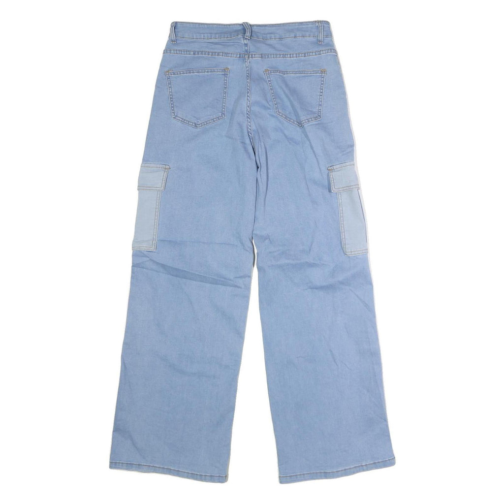BEBE Womens Light Blue Cargo Pocket Regular Fit Wide-Leg Denim Jeans W31 L31