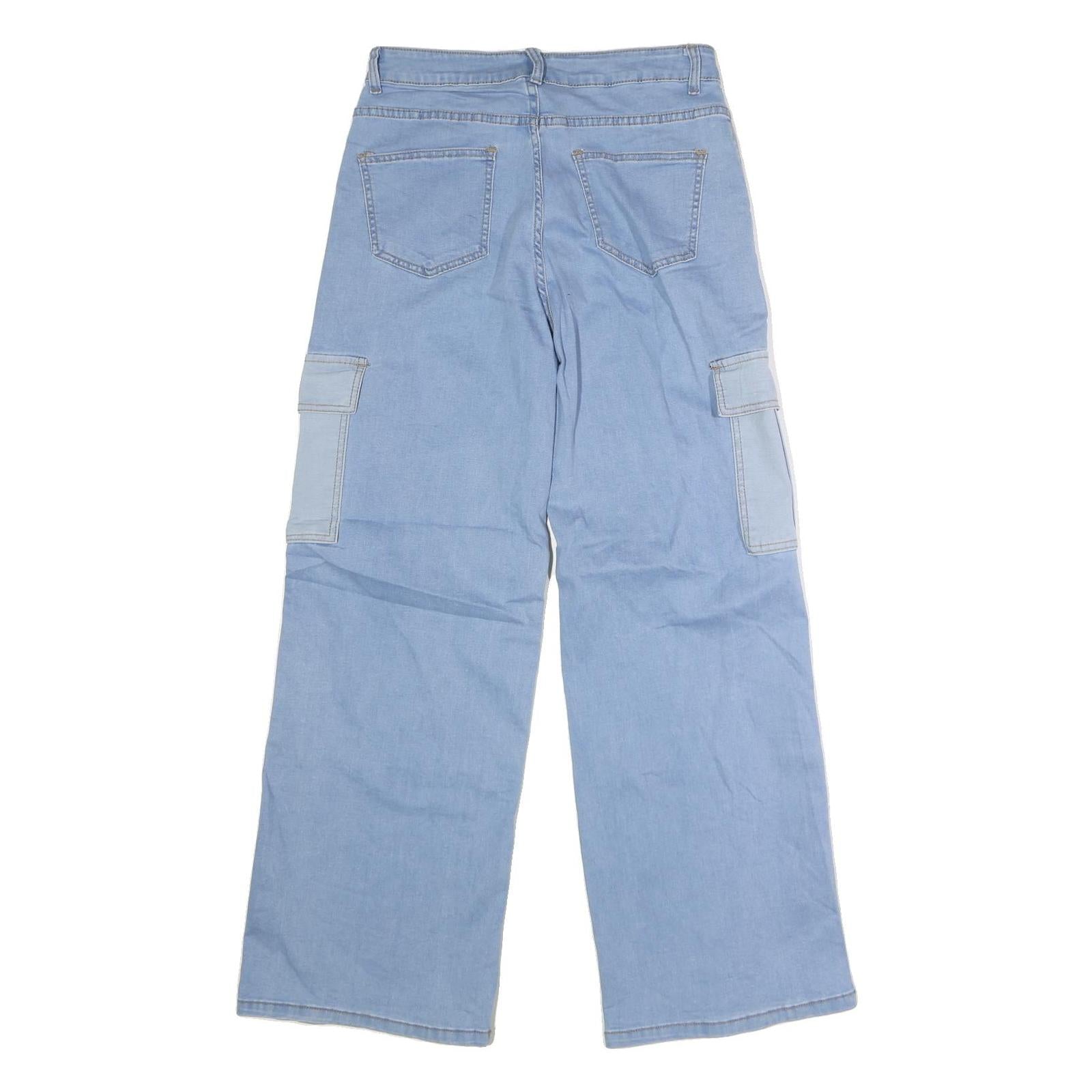BEBE Womens Light Blue Cargo Pocket Regular Fit Wide-Leg Denim Jeans W31 L31
