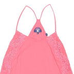 SUPERDRY Womens Pink Lace Detail Vest Sleeveless Top L Lightweight Cotton