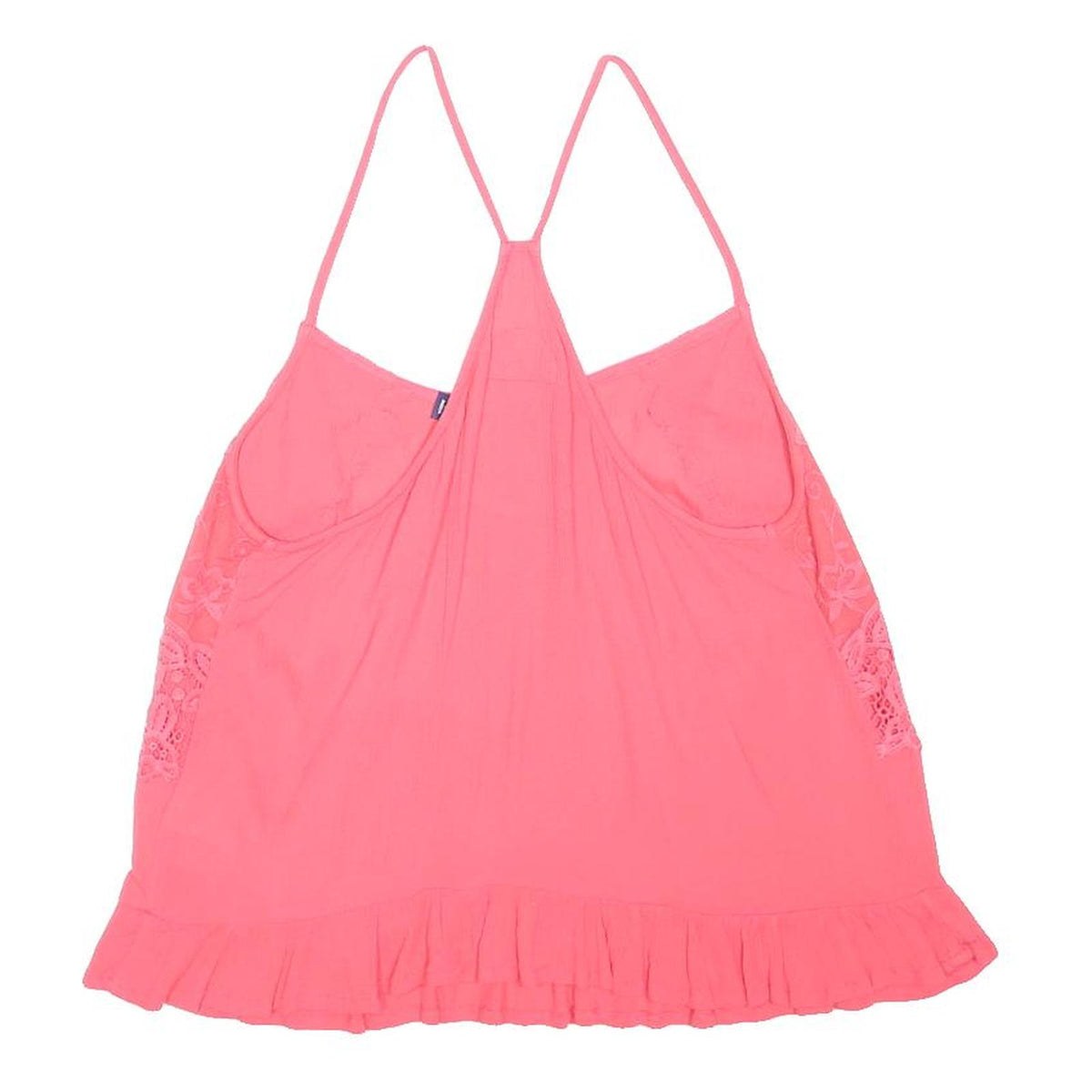 SUPERDRY Womens Pink Lace Detail Vest Sleeveless Top L Lightweight Cotton