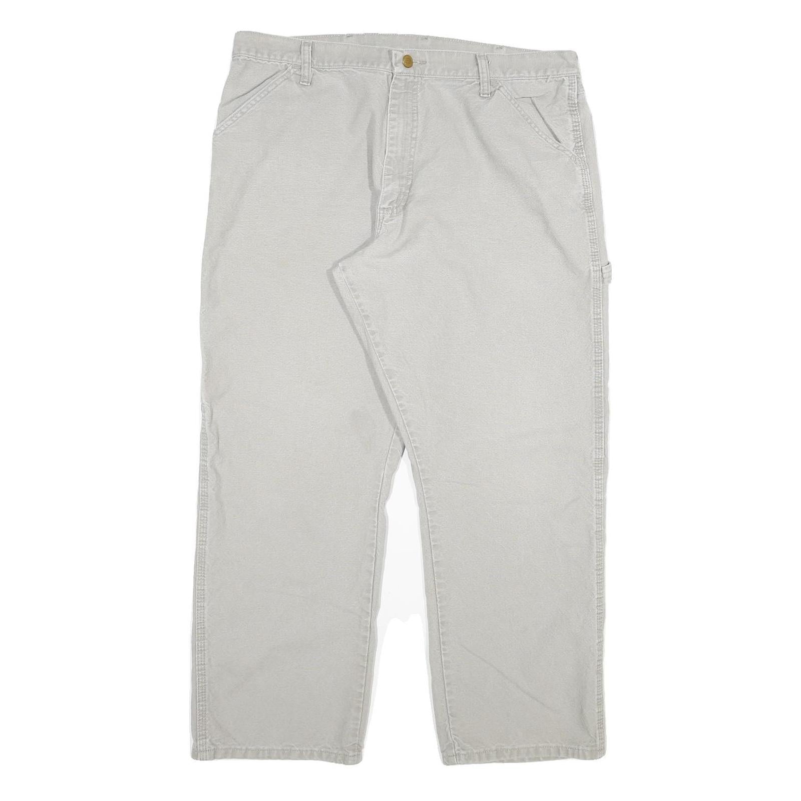 DICKIES Mens Cotton Blend Relaxed Beige Trousers W36 L30 Workwear Utility