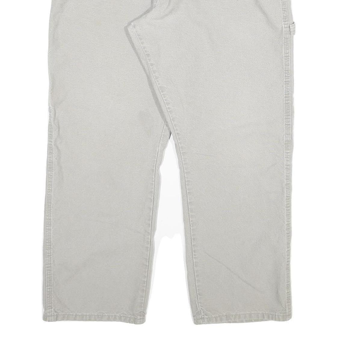 DICKIES Mens Cotton Blend Relaxed Beige Trousers W36 L30 Workwear Utility