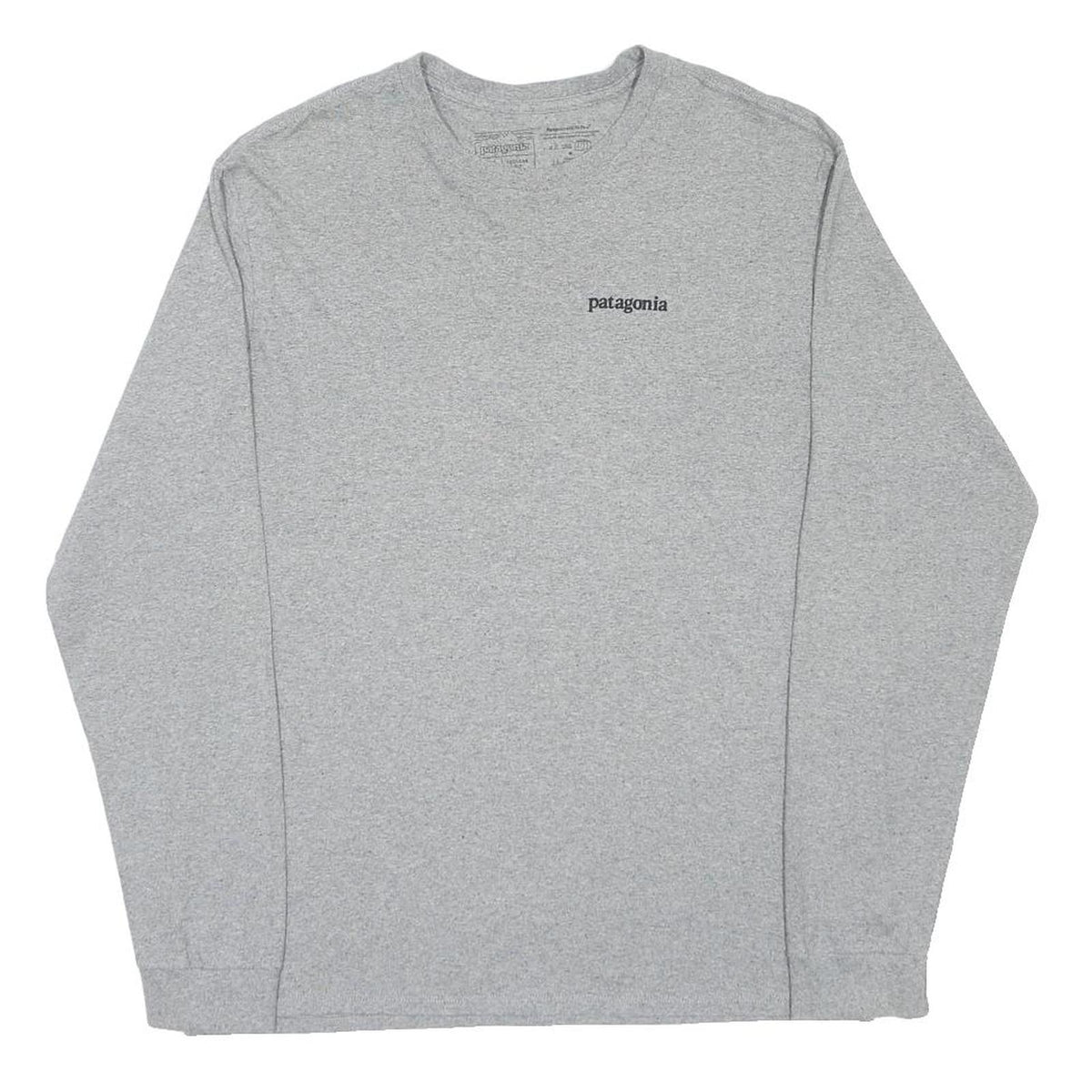 PATAGONIA Mens Grey Long Sleeve V-Neck Cotton Blend T-Shirt Graphic M