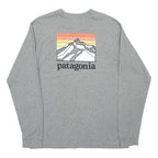 PATAGONIA Mens Grey Long Sleeve V-Neck Cotton Blend T-Shirt Graphic M