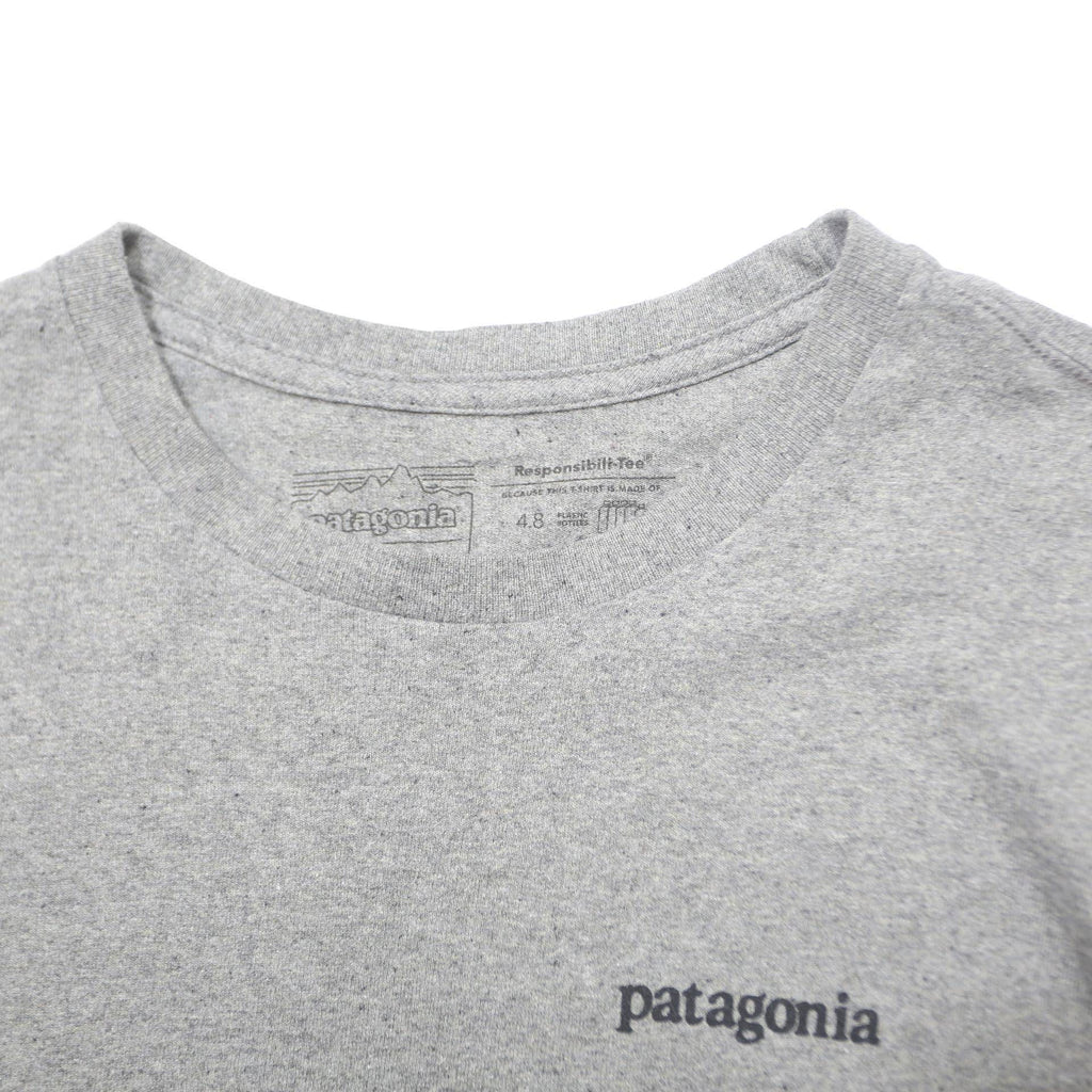 PATAGONIA Mens Grey Long Sleeve V-Neck Cotton Blend T-Shirt Graphic M