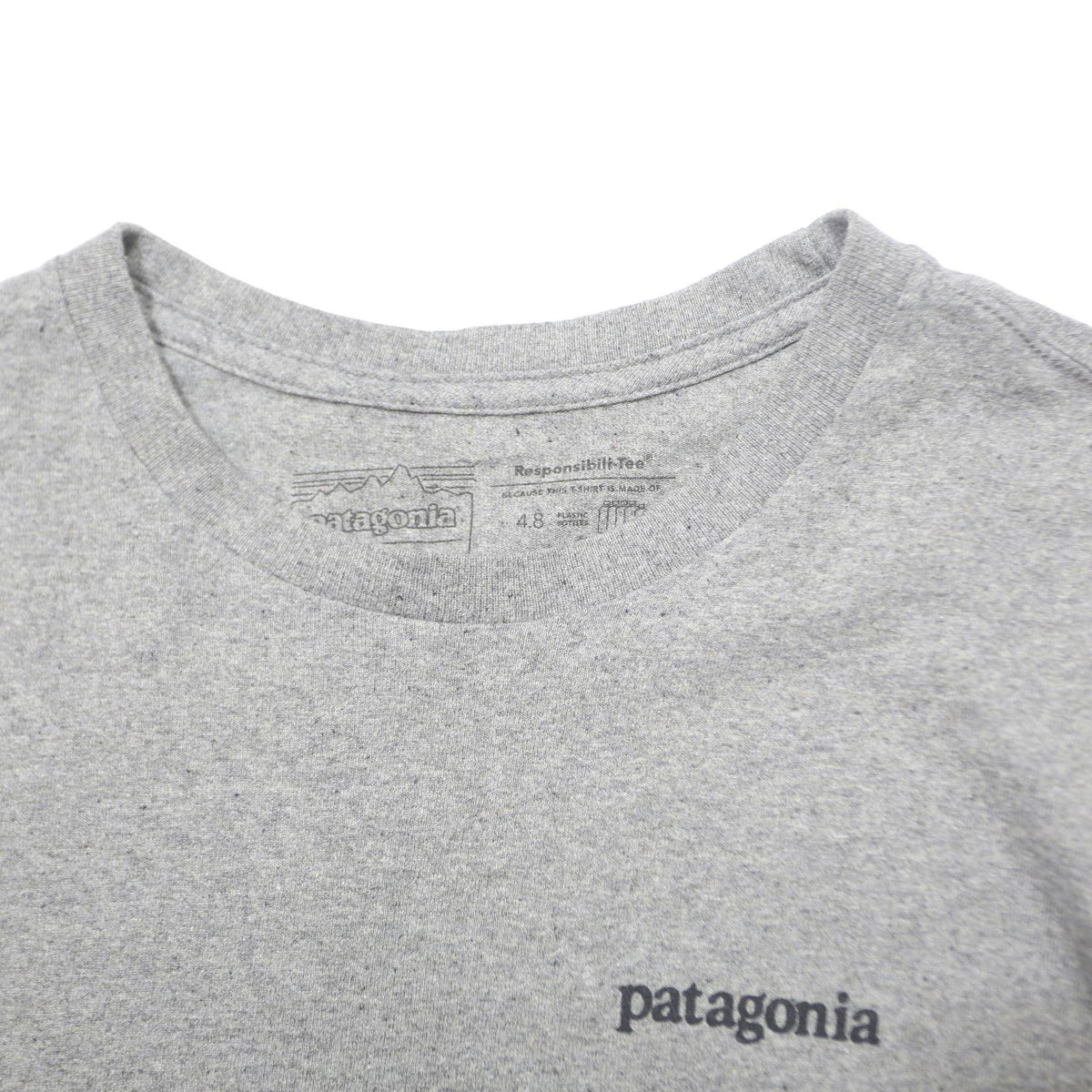 PATAGONIA Mens Grey Long Sleeve V-Neck Cotton Blend T-Shirt Graphic M