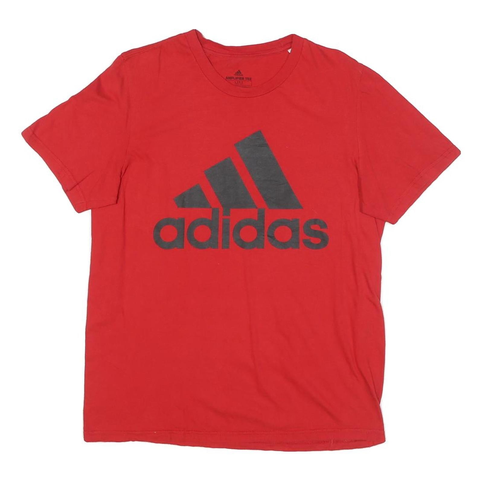 ADIDAS Mens Red Graphic T-Shirt M Short Sleeve Crew Neck Cotton Blend Casual