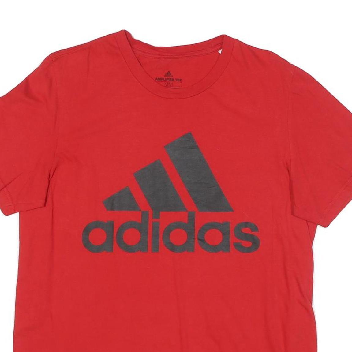 ADIDAS Mens Red Graphic T-Shirt M Short Sleeve Crew Neck Cotton Blend Casual