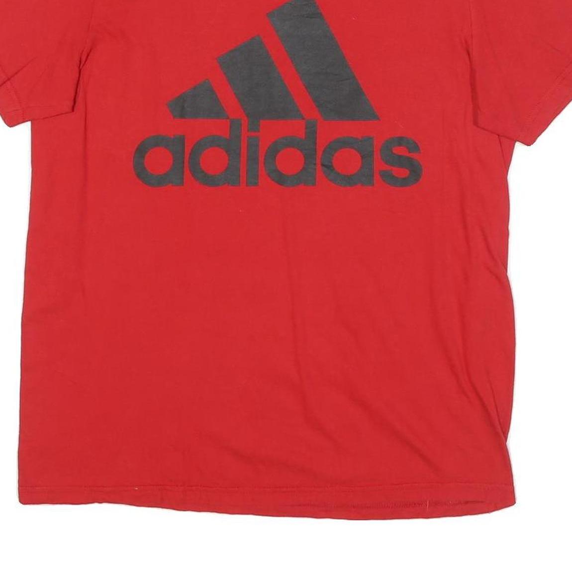 ADIDAS Mens Red Graphic T-Shirt M Short Sleeve Crew Neck Cotton Blend Casual