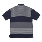 TOMMY HILFIGER Mens Navy & Grey Striped Short Sleeve Polo Shirt L Casual Cotton