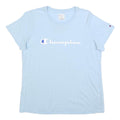 CHAMPION Womens Light Blue Cotton Blend Classic T-Shirt L Short Sleeve Crew Neck