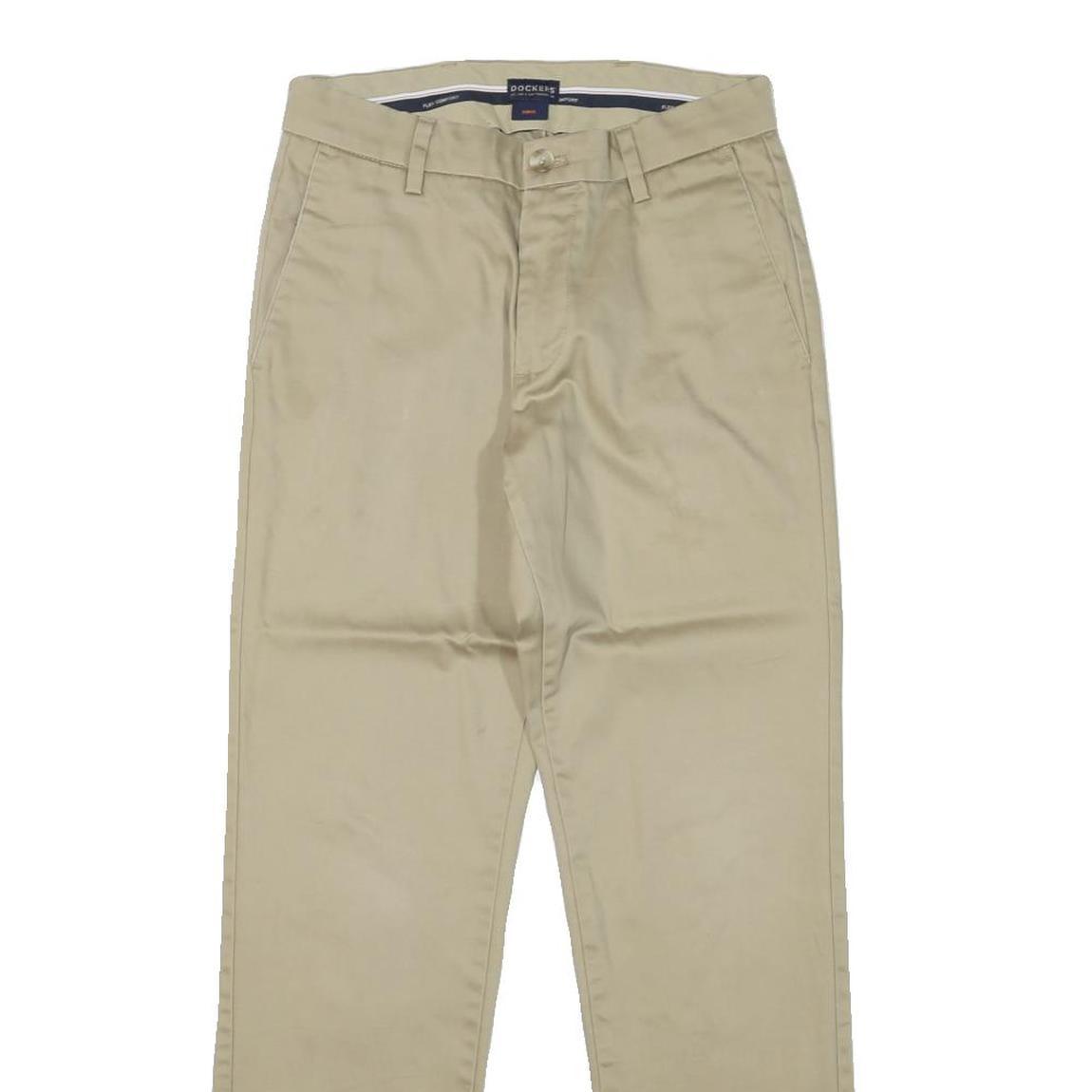 DOCKERS Mens Cotton Blend Beige Regular Fit Straight Leg Trousers W27 L29