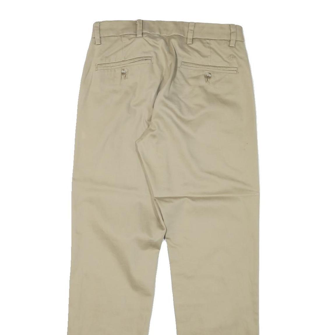 DOCKERS Mens Cotton Blend Beige Regular Fit Straight Leg Trousers W27 L29