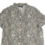 SAG HARBOUR Womens Beige Printed Shirt Short Sleeve Button Neck L Cotton Blend