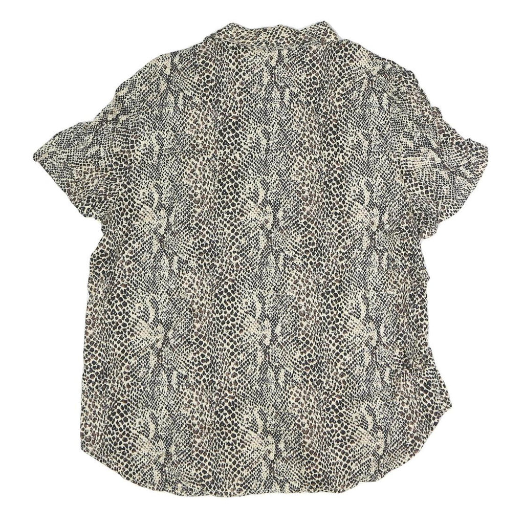 SAG HARBOUR Womens Beige Printed Shirt Short Sleeve Button Neck L Cotton Blend