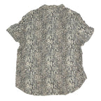 SAG HARBOUR Womens Beige Printed Shirt Short Sleeve Button Neck L Cotton Blend