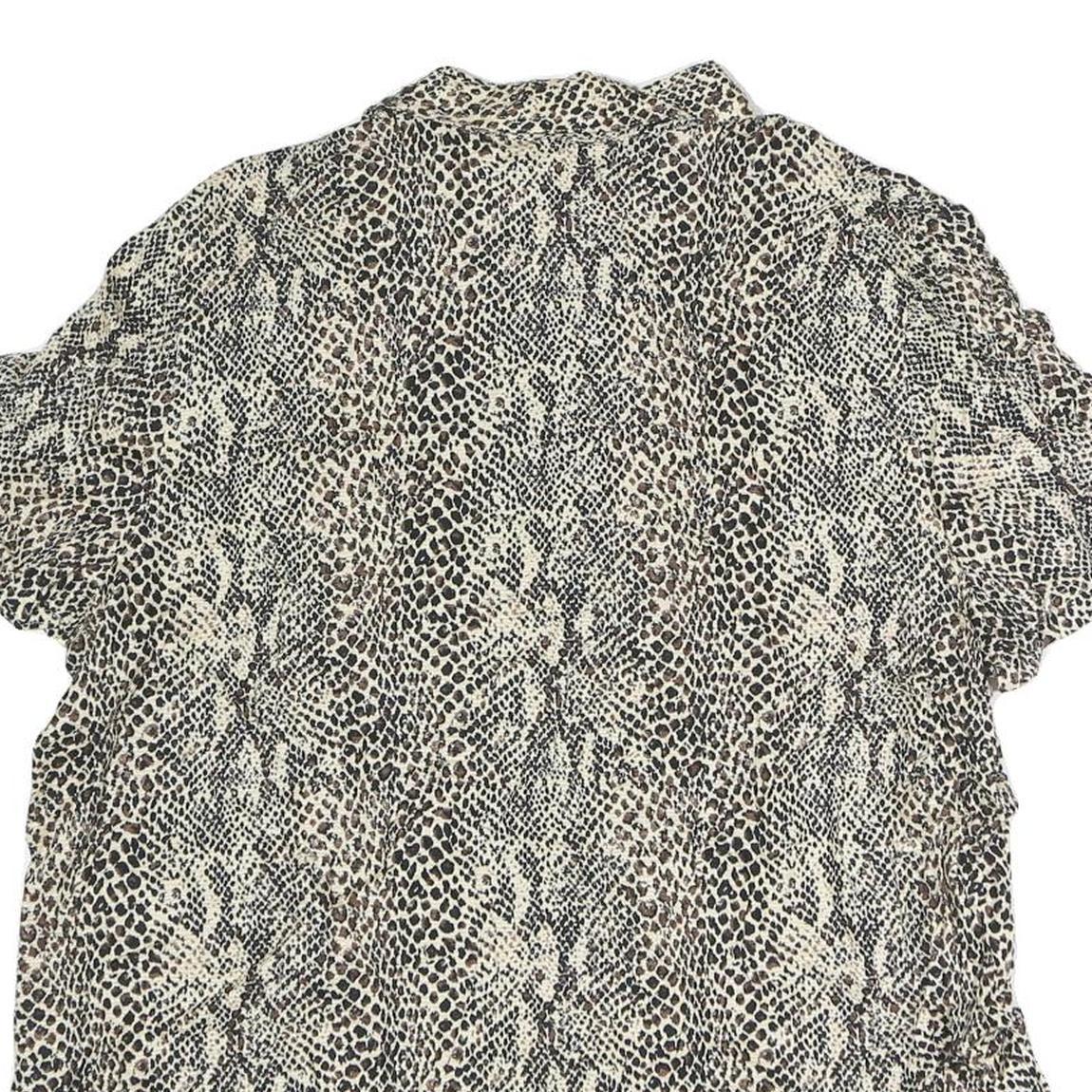 SAG HARBOUR Womens Beige Printed Shirt Short Sleeve Button Neck L Cotton Blend