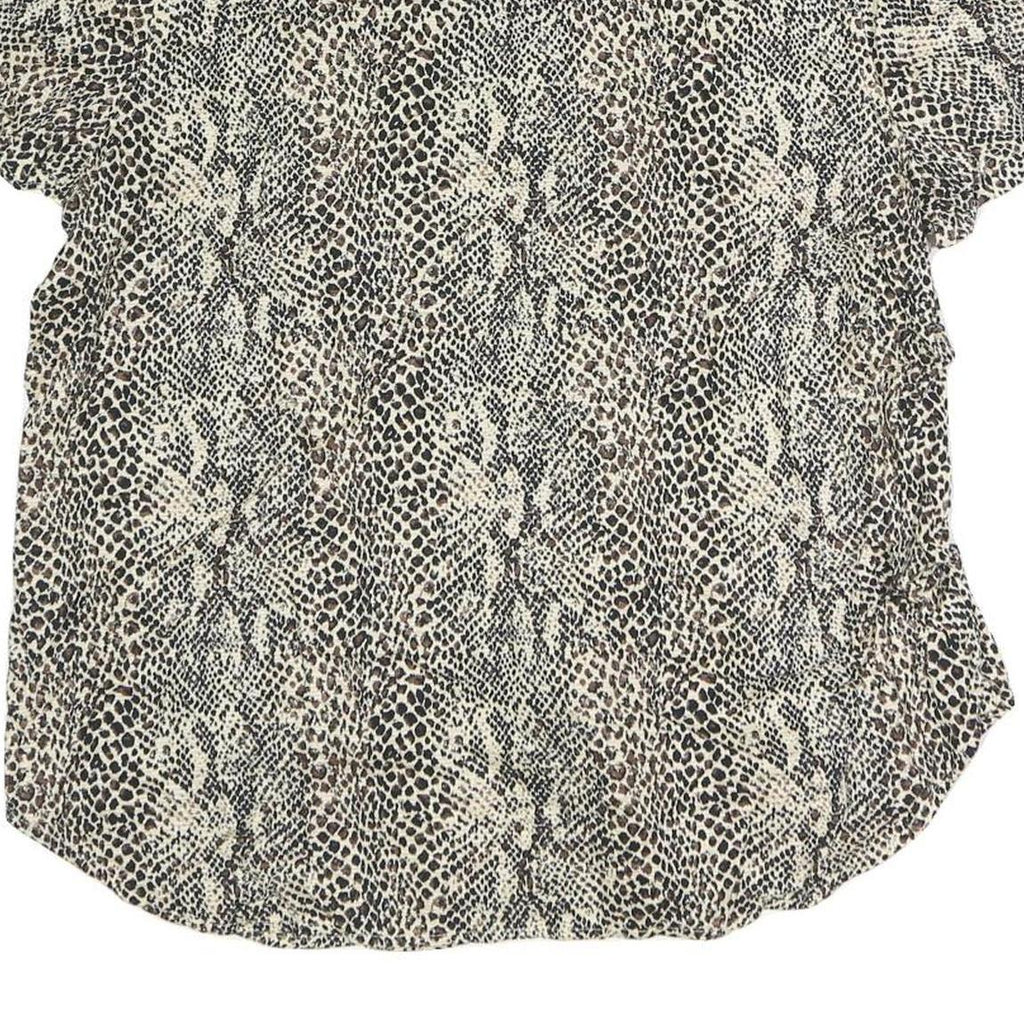 SAG HARBOUR Womens Beige Printed Shirt Short Sleeve Button Neck L Cotton Blend