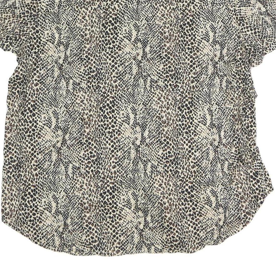 SAG HARBOUR Womens Beige Printed Shirt Short Sleeve Button Neck L Cotton Blend