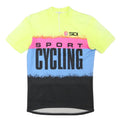 Sidil Mens Yellow & Pink & Blue Cycling Sport T-Shirt M Short Sleeve Zip Neck