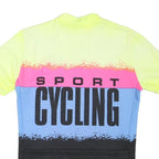 Sidil Mens Yellow & Pink & Blue Cycling Sport T-Shirt M Short Sleeve Zip Neck