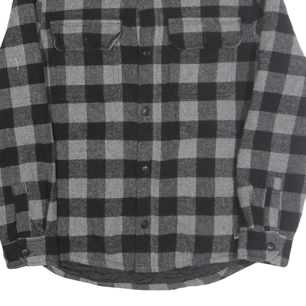 JACHS Mens Black & Grey Check Button Jacket M Polyester Blend Casual Shirt