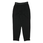 Womens Wool Blend Black Relaxed Tapered Trousers W25 L26 Smart Casual Zip