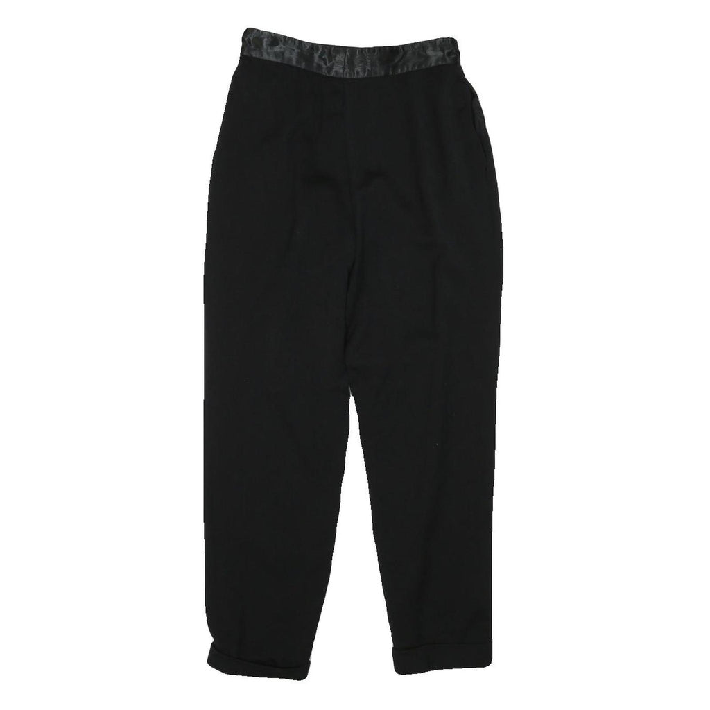 Womens Wool Blend Black Relaxed Tapered Trousers W25 L26 Smart Casual Zip