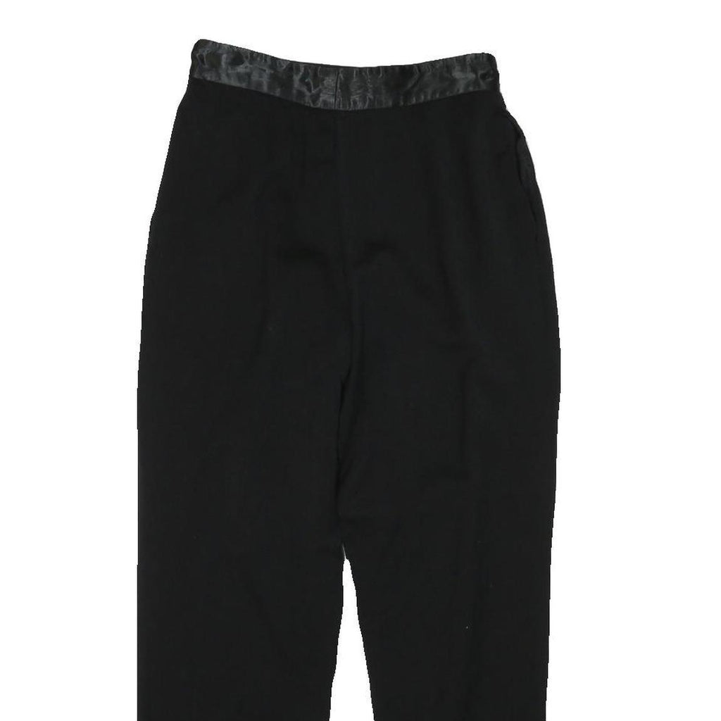 Womens Wool Blend Black Relaxed Tapered Trousers W25 L26 Smart Casual Zip