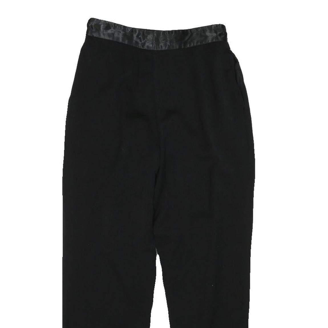 Womens Wool Blend Black Relaxed Tapered Trousers W25 L26 Smart Casual Zip